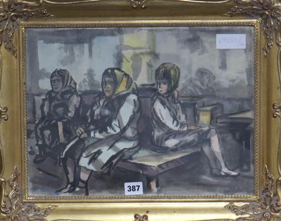 KSRP (Slovakian?) Women in a waiting room 29 x 39cm
